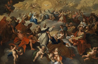 Assemblea dei santi in paradiso con apoteosi di San Domenico e San Francesco da Unknown